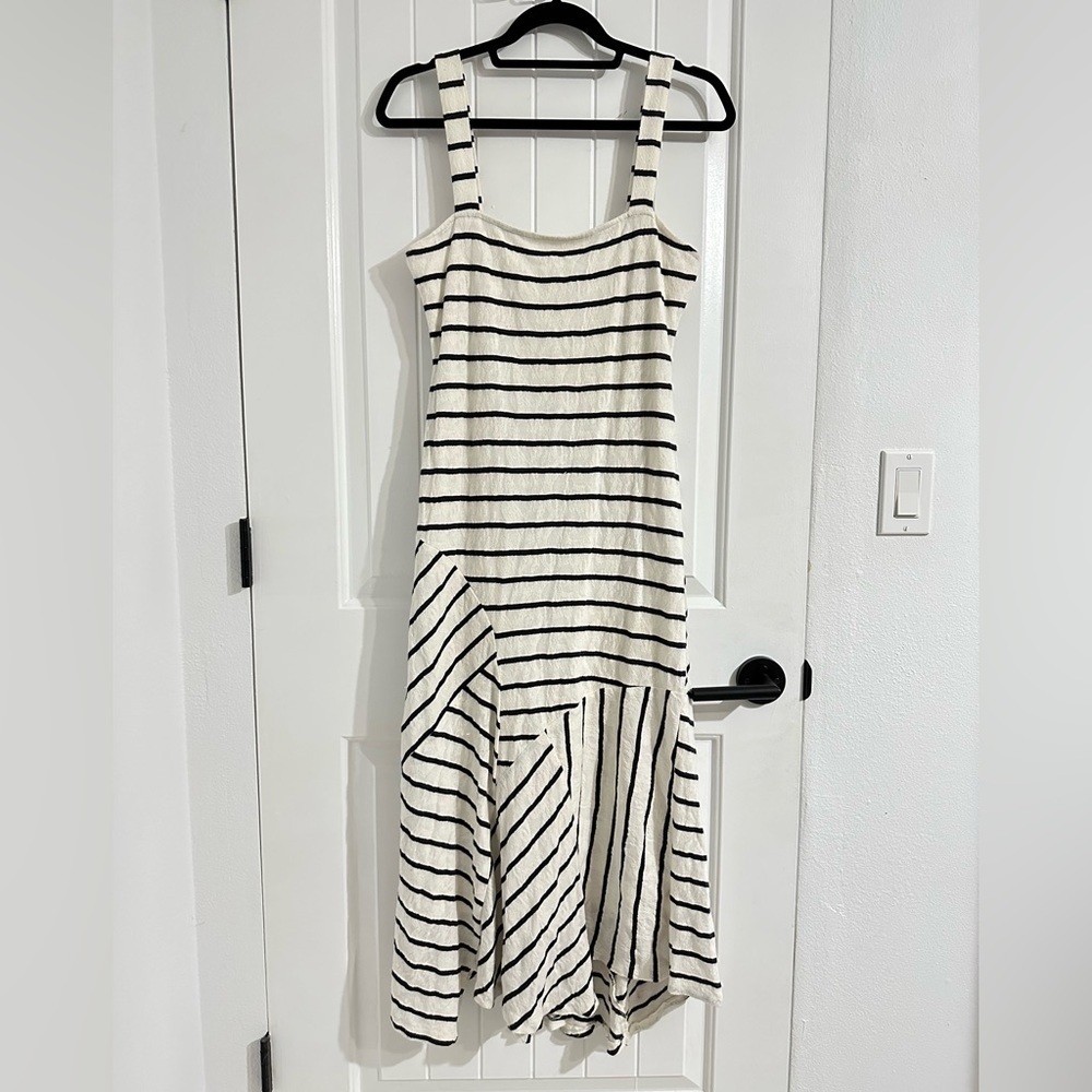 Joseph Ribkoff Black & White Stripes Midi Dress